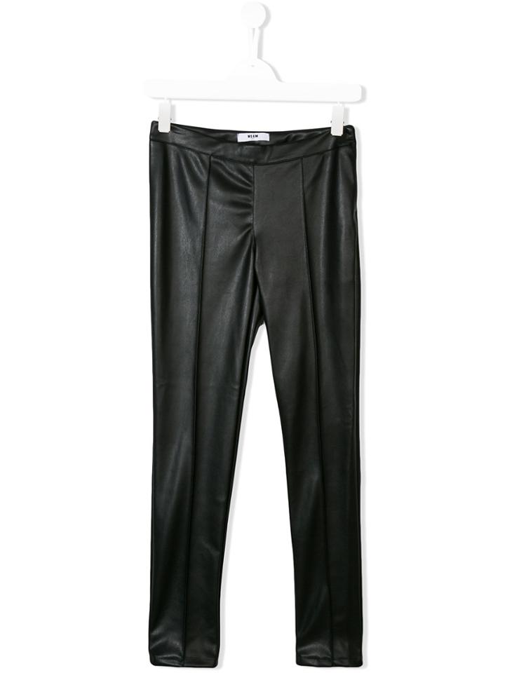 Msgm Kids Faux Leather Leggings - Black