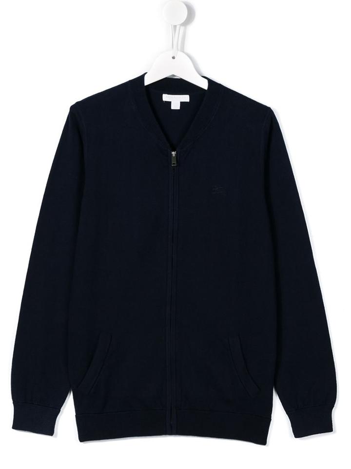 Burberry Kids Elbow Patch Zip Cardigan, Boy's, Size: 14 Yrs, Blue