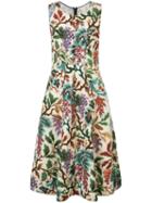 Philosophy Di Lorenzo Serafini Leaf Print Sleeveless Dress, Women's, Size: 42, White, Linen/flax/silk