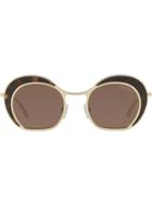 Giorgio Armani Round Frame Tortoiseshell Sunglasses - Metallic