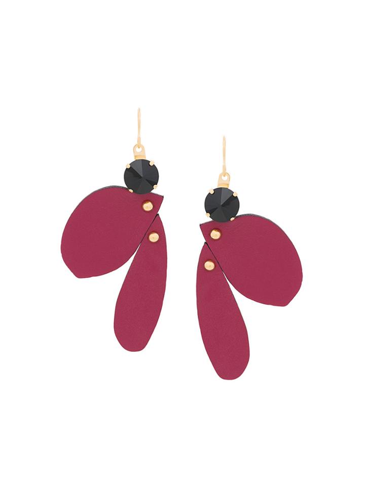 Marni Leather Hanging Earrings - Red
