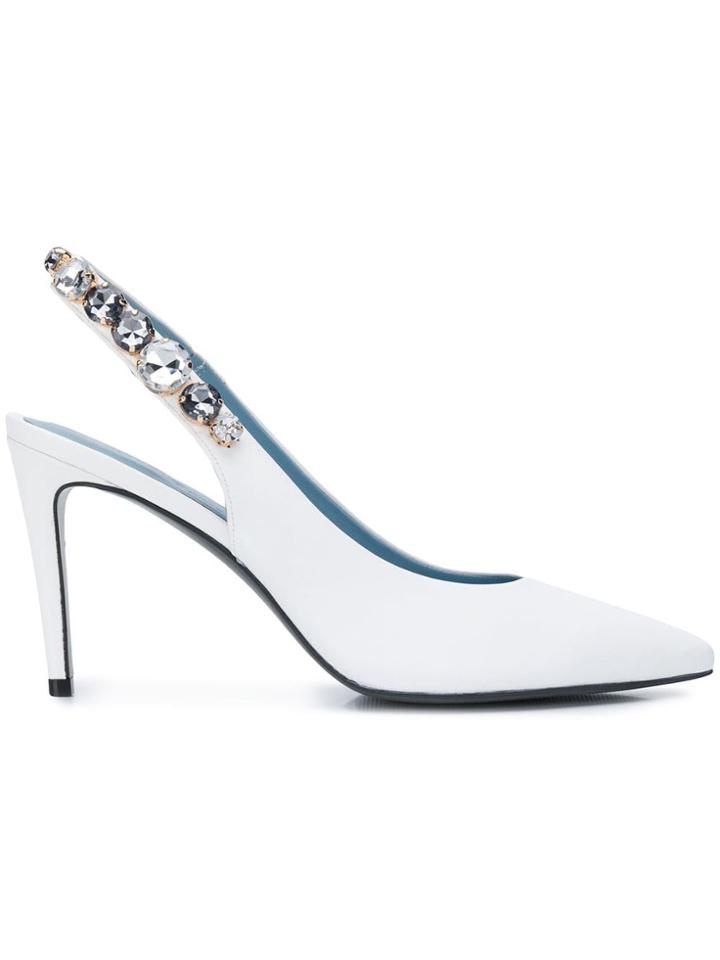 Kennel & Schmenger Embellished Slingback Pumps - White