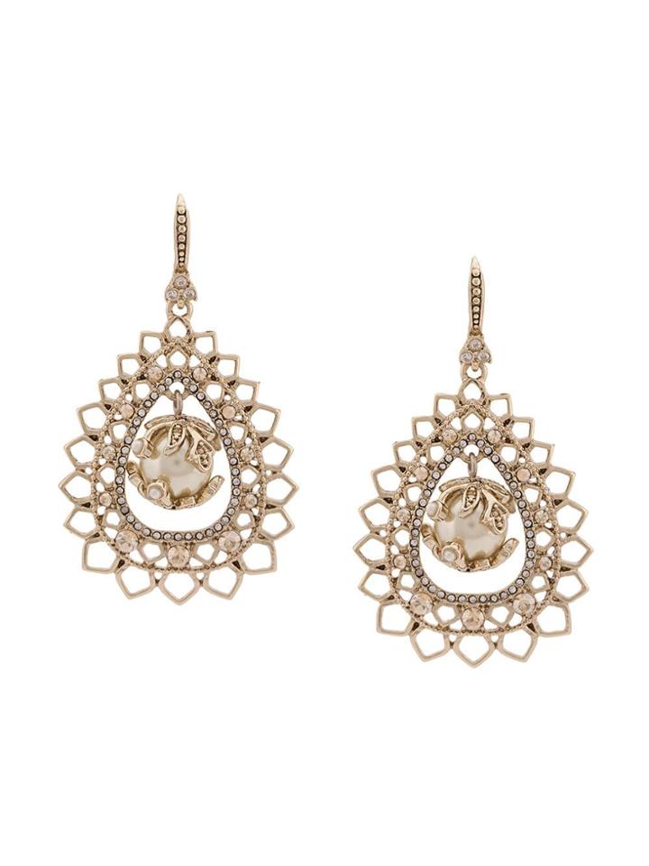 Marchesa Notte Pearl Embellished Earrings - Metallic