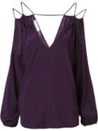 Ramy Brook Cold-shoulder V-neck Blouse, Women's, Size: Xs, Pink/purple, Silk/spandex/elastane