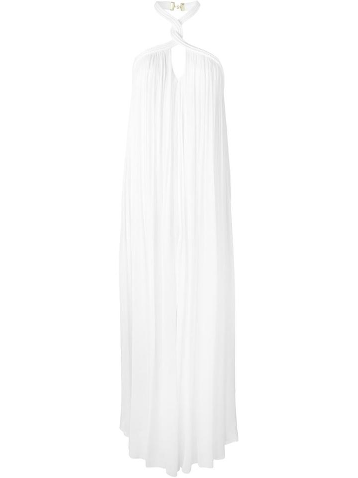 Jay Ahr Halterneck Evening Gown, Women's, Size: 42, White, Silk/nylon