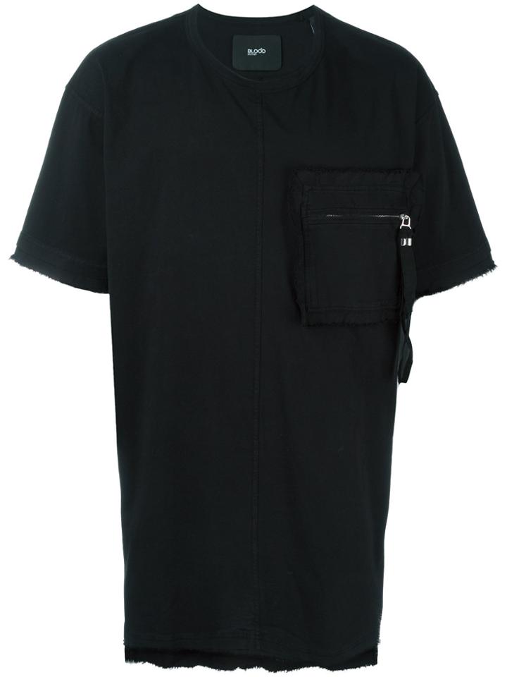 Blood Brother Zipped Fuzzy Pocket T-shirt - Black