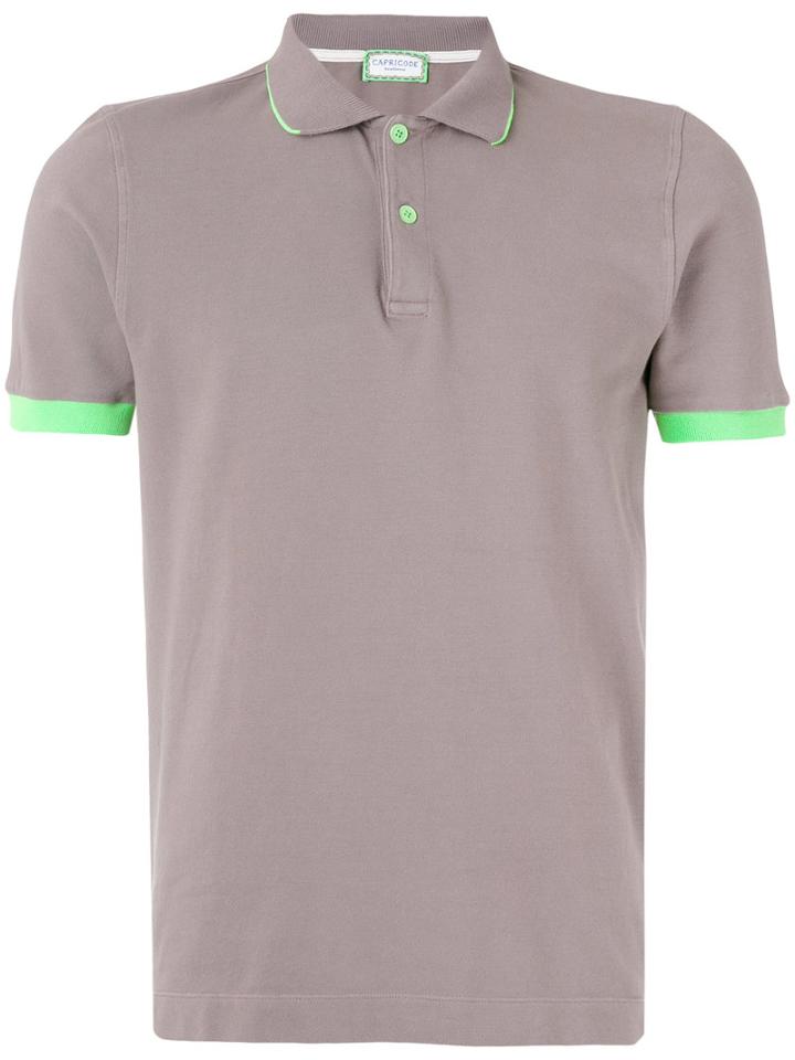 Capricode - Contrast Polo Shirt - Men - Cotton/spandex/elastane - Xxl, Brown, Cotton/spandex/elastane