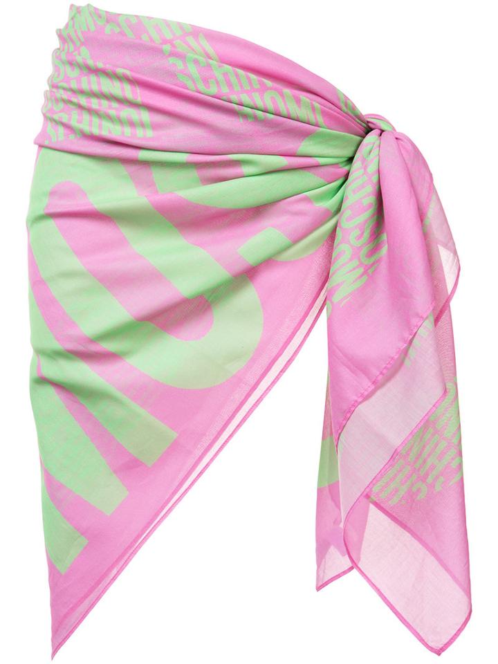 Moschino Logo Sarong, Women's, Pink/purple, Cotton