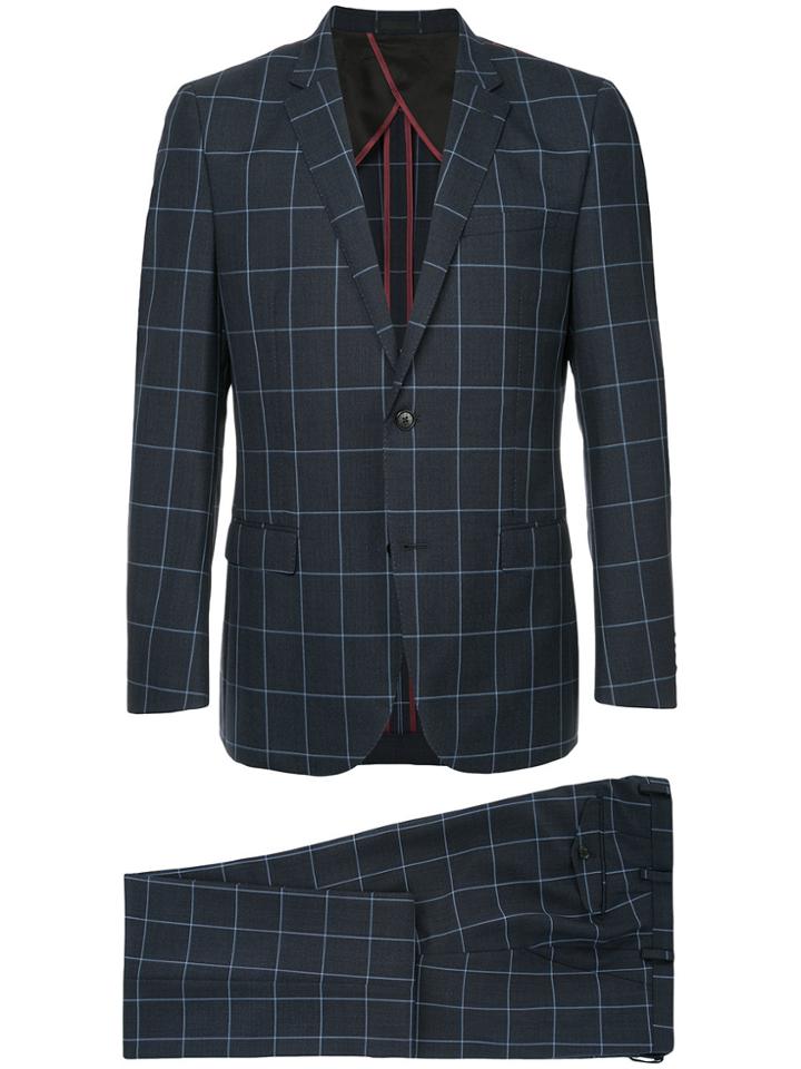 Loveless Grid Print Two Piece Suit - Blue