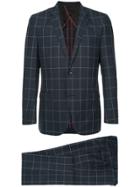 Loveless Grid Print Two Piece Suit - Blue