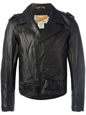 Vetements Schott Jacket, Men's, Size: Small, Black, Cotton/calf Leather/polyester
