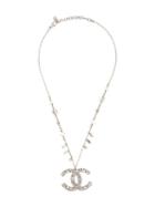 Chanel Vintage Rhinestone Pendant Necklace, Women's, Metallic