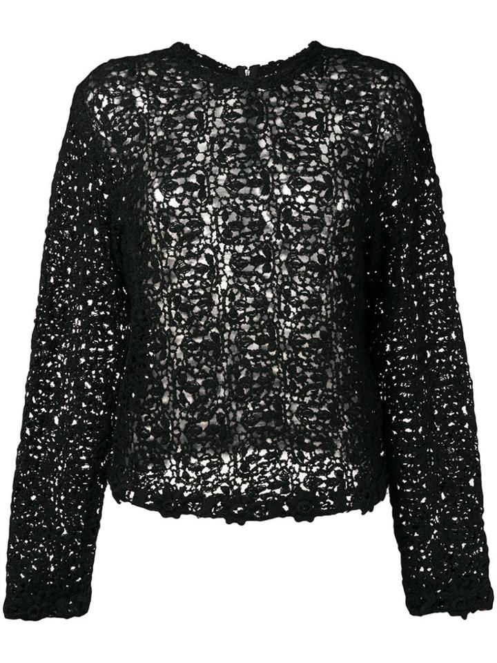 Comme Des Garçons Vintage Crochet Long Sleeved Blouse - Black