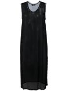 Twin-set Draped Panel Midi Dress, Women's, Size: Large, Black, Viscose