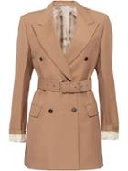 Prada Double Breasted Belted Coat - Pink