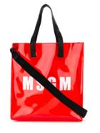 Msgm Pvc Branded Shopper Tote - Red