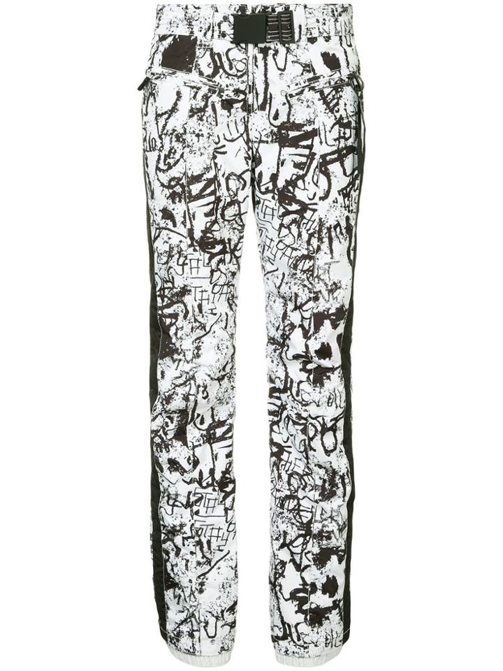Kru Graffiti Print Ski Pants - White