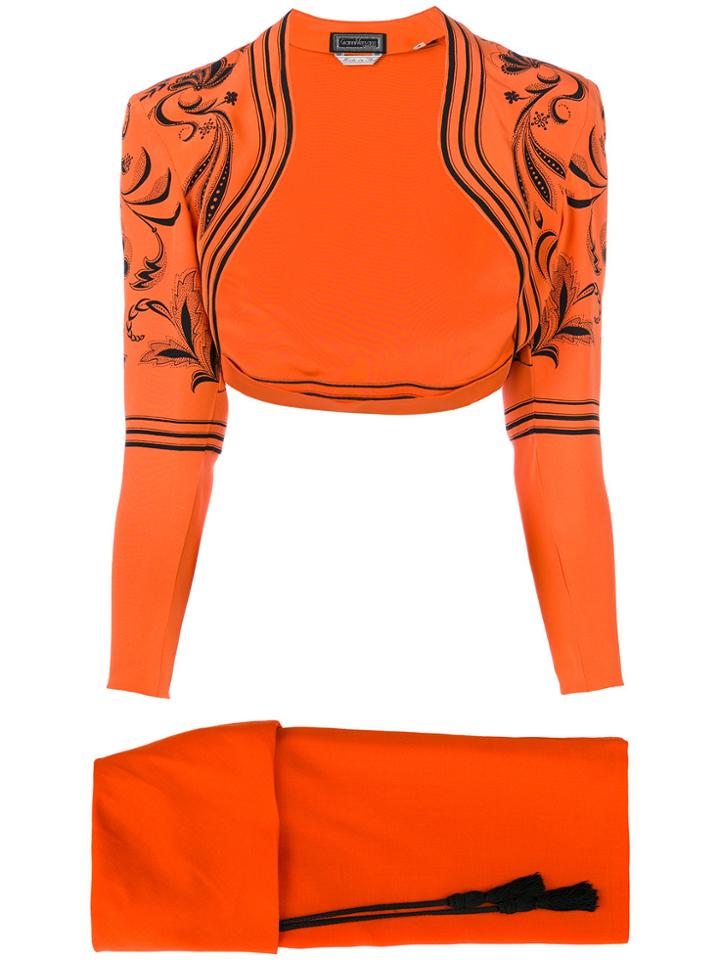 Versace Vintage Printed Bolero & Skirt - Yellow & Orange