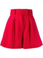 Styland Belted Wide Leg Shorts - Red