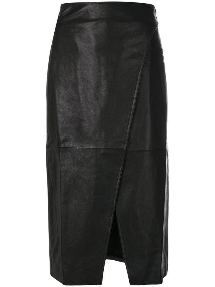 Lamberto Losani Textured Skirt With Slit - Black