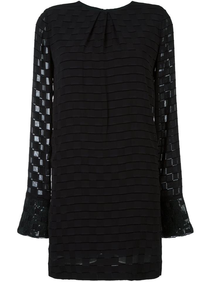 Msgm Striped Cuff Detail Dress, Women's, Size: 42, Black, Polyester/viscose