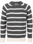 Gucci Striped Wool Sweater With Tiger Head - Blue