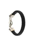 King Baby Crown Toggle Clasp Braided Bracelet, Men's, Black