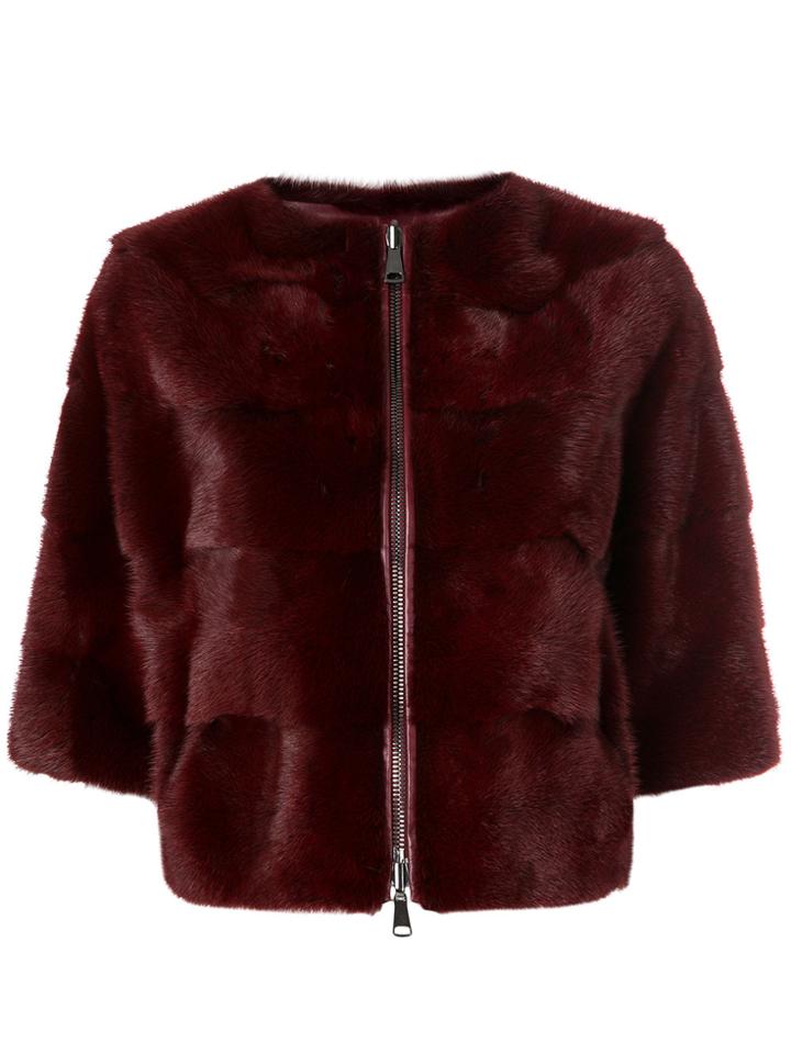P.a.r.o.s.h. Panelled Fur Jacket - Pink & Purple
