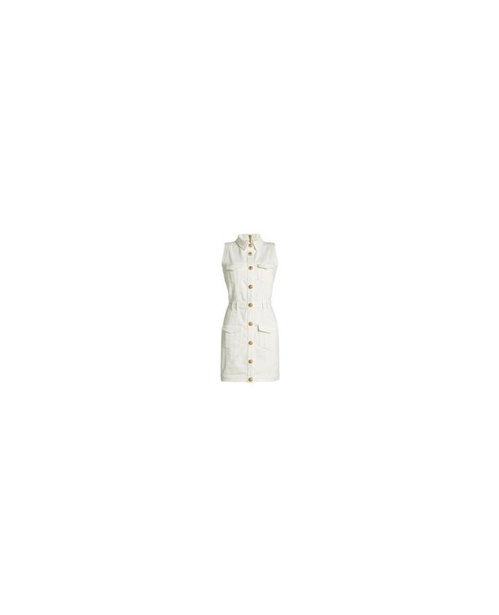 Balmain - Balmain Denimcollarsldress White Cotton - Women - Cotton - 40, Cotton