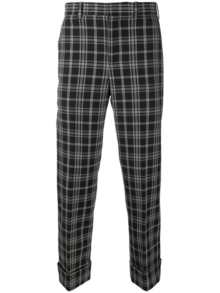 Neil Barrett Checked Turn-up Trousers - Black