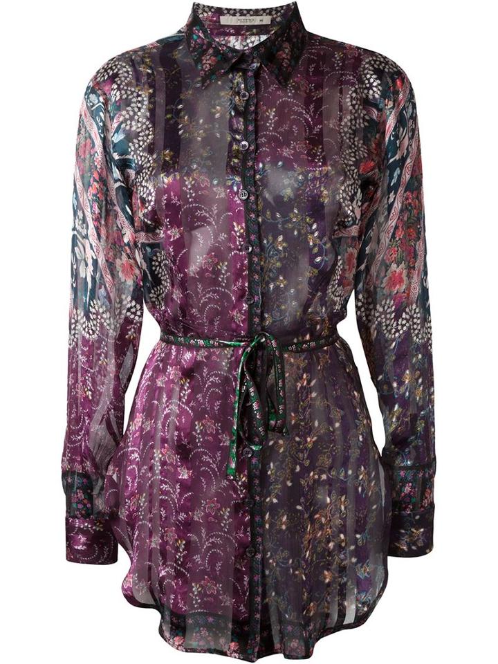 Etro Floral Print Sheer Shirt