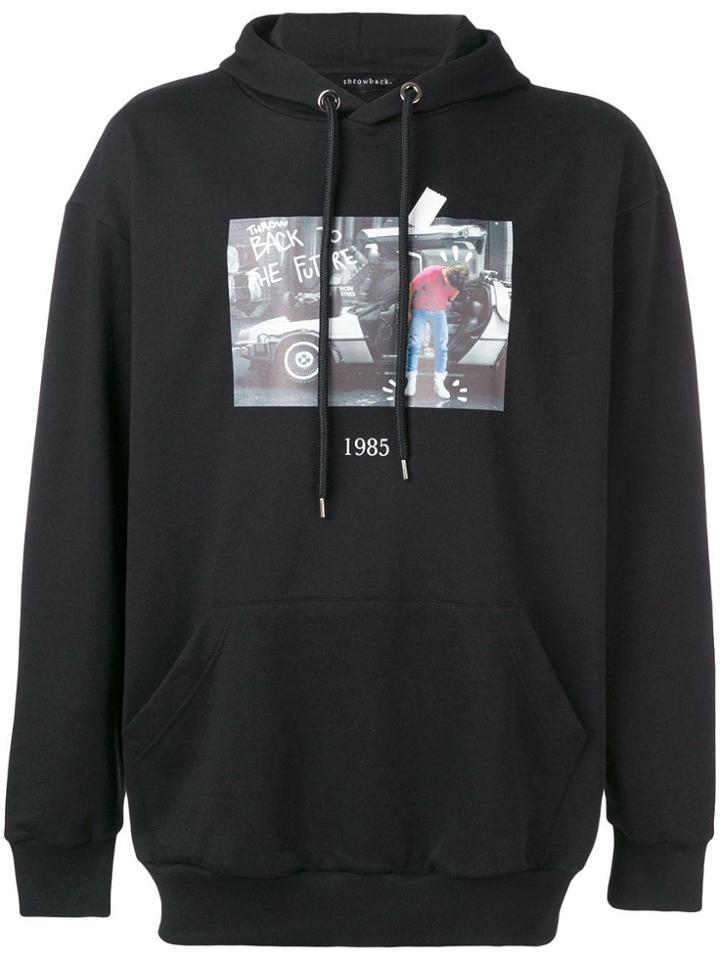 Throwback. Marty Print Hooded Sweatshirt - Black