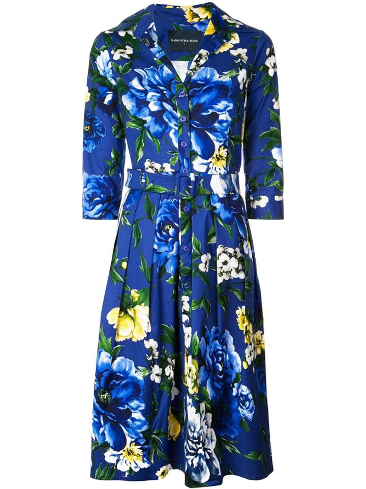 Samantha Sung Audrey Belted Dress - Blue