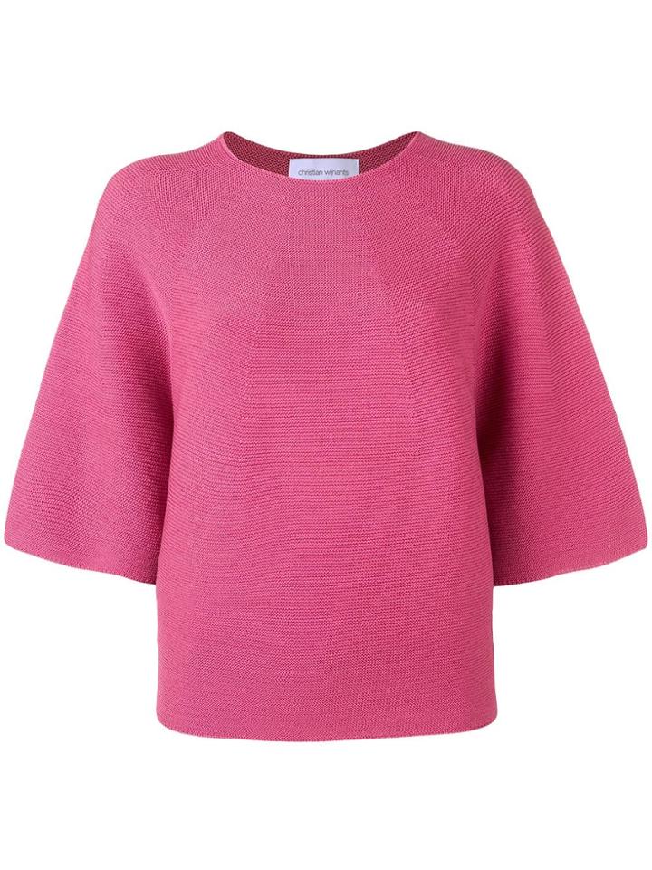 Christian Wijnants Short-sleeve Knit Sweater - Pink