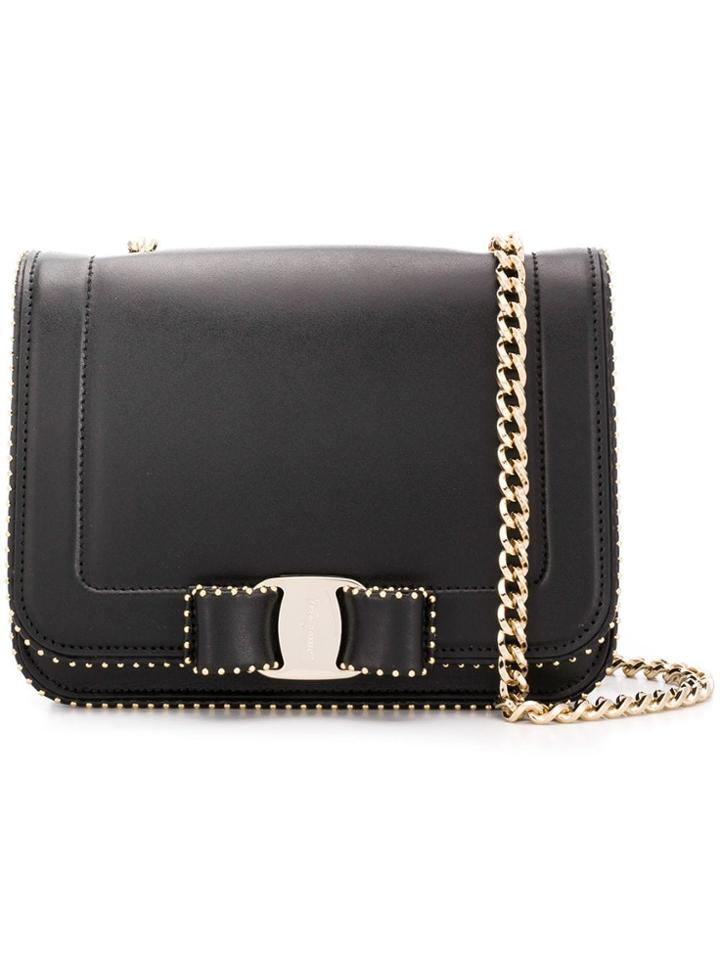 Salvatore Ferragamo Microstud Vara Bow Crossbody - Black