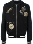 Dolce & Gabbana Musical Patch Zip Hoodie, Men's, Size: 44, Black, Cotton