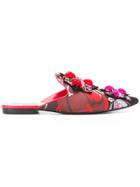 Emilio Pucci Printed Embellished Slippers - Red