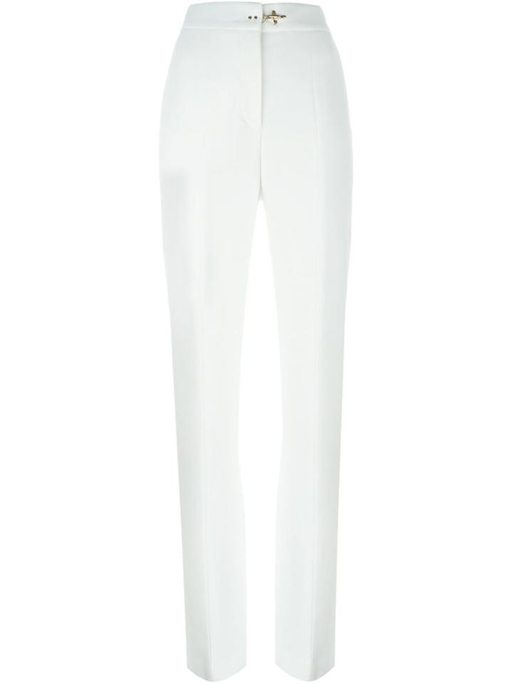 Fay High Waisted Trousers, Women's, Size: 42, White, Spandex/elastane/acetate/viscose