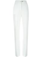 Fay High Waisted Trousers, Women's, Size: 42, White, Spandex/elastane/acetate/viscose