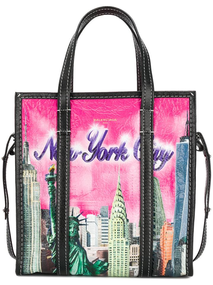 Balenciaga Bazar S New York Shopper Tote Bag - Pink & Purple
