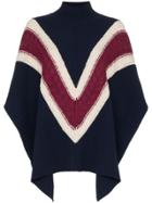 See By Chloé Chevron Stripe Knitted Poncho - Blue