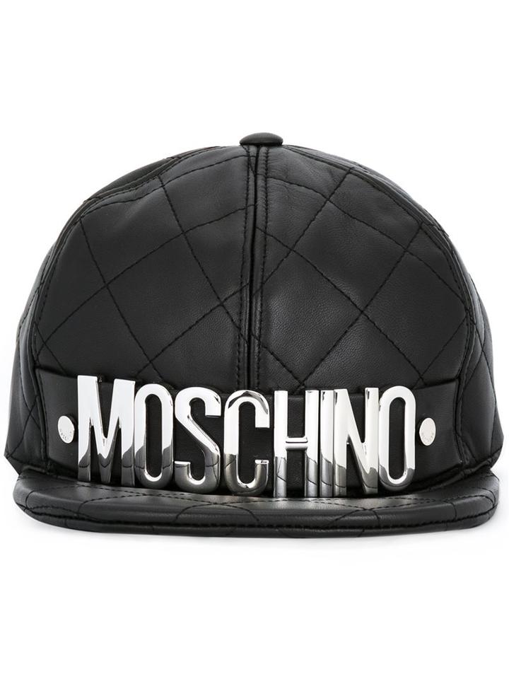 Moschino Quilted Logo Plaque Cap
