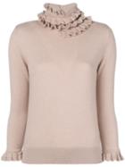 Barrie Flying Lace Cashmere Turtleneck Pullover - Pink