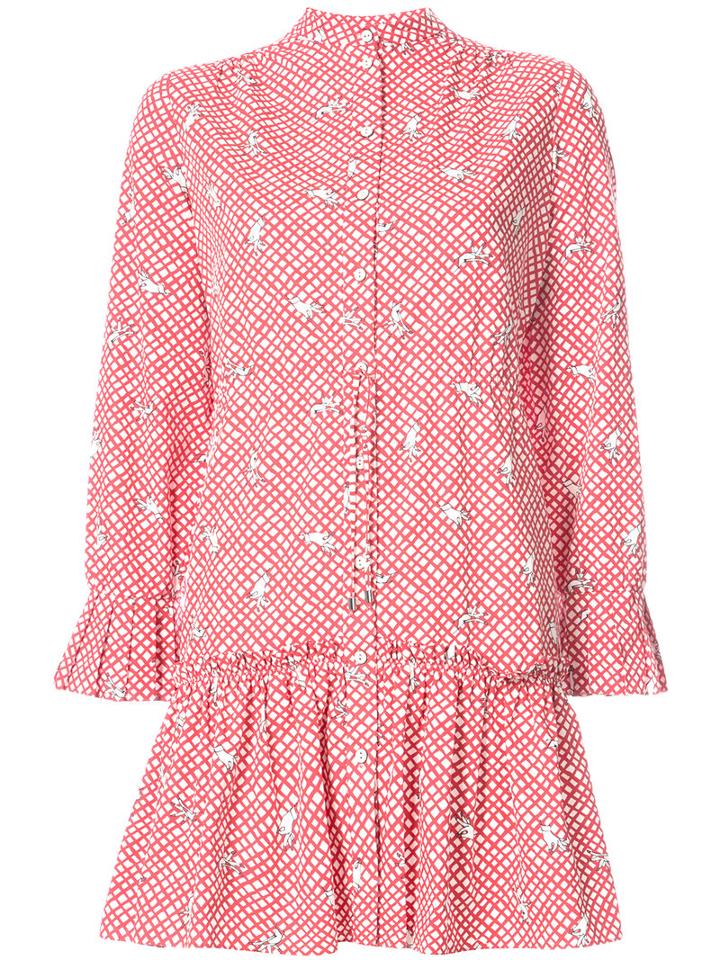 Saloni - Embroidered Shirt Dress - Women - Cotton - 0, Red, Cotton