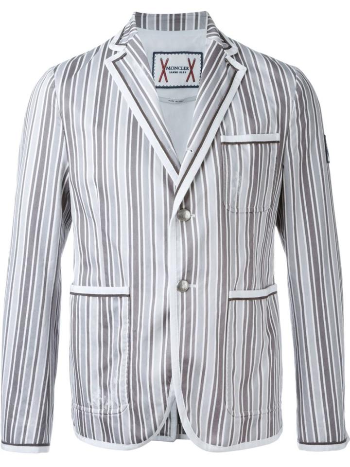 Moncler Gamme Bleu Striped Blazer, Men's, Size: Ii, Grey, Cotton/polyester