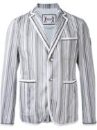 Moncler Gamme Bleu Striped Blazer, Men's, Size: Ii, Grey, Cotton/polyester