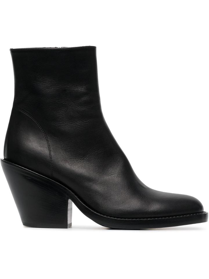 Ann Demeulemeester 80 Leather Ankle Boots - Black