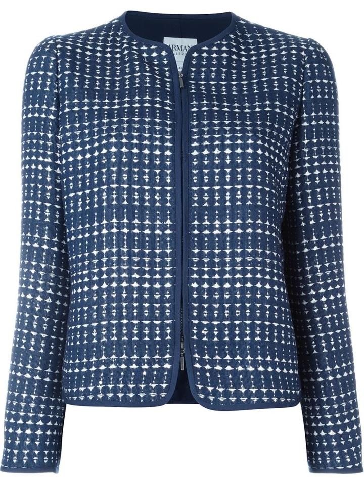 Armani Collezioni Zipped Jacket, Women's, Size: 48, Blue, Viscose/cotton/polyester