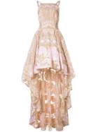 Marchesa Notte Asymmetric Hem Floral Dress - Pink