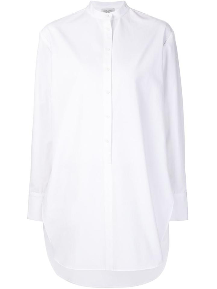 Protagonist Mandarin Collar Shirt, Women's, Size: 4, White, Cotton